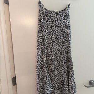 Reformation White Maxi Skirt with Navy Floral Print